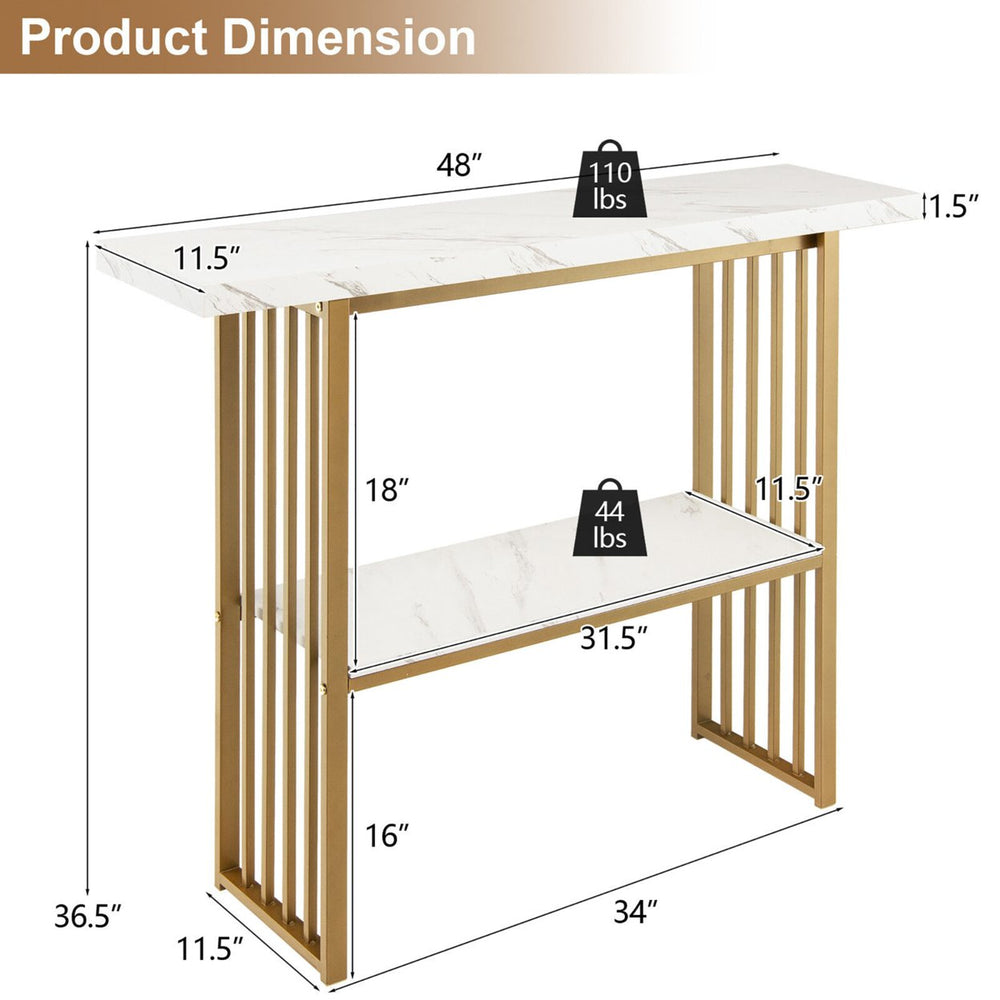 48 2-Tier Entryway Hallway Console Table Couch Side Table for Living Room Image 2