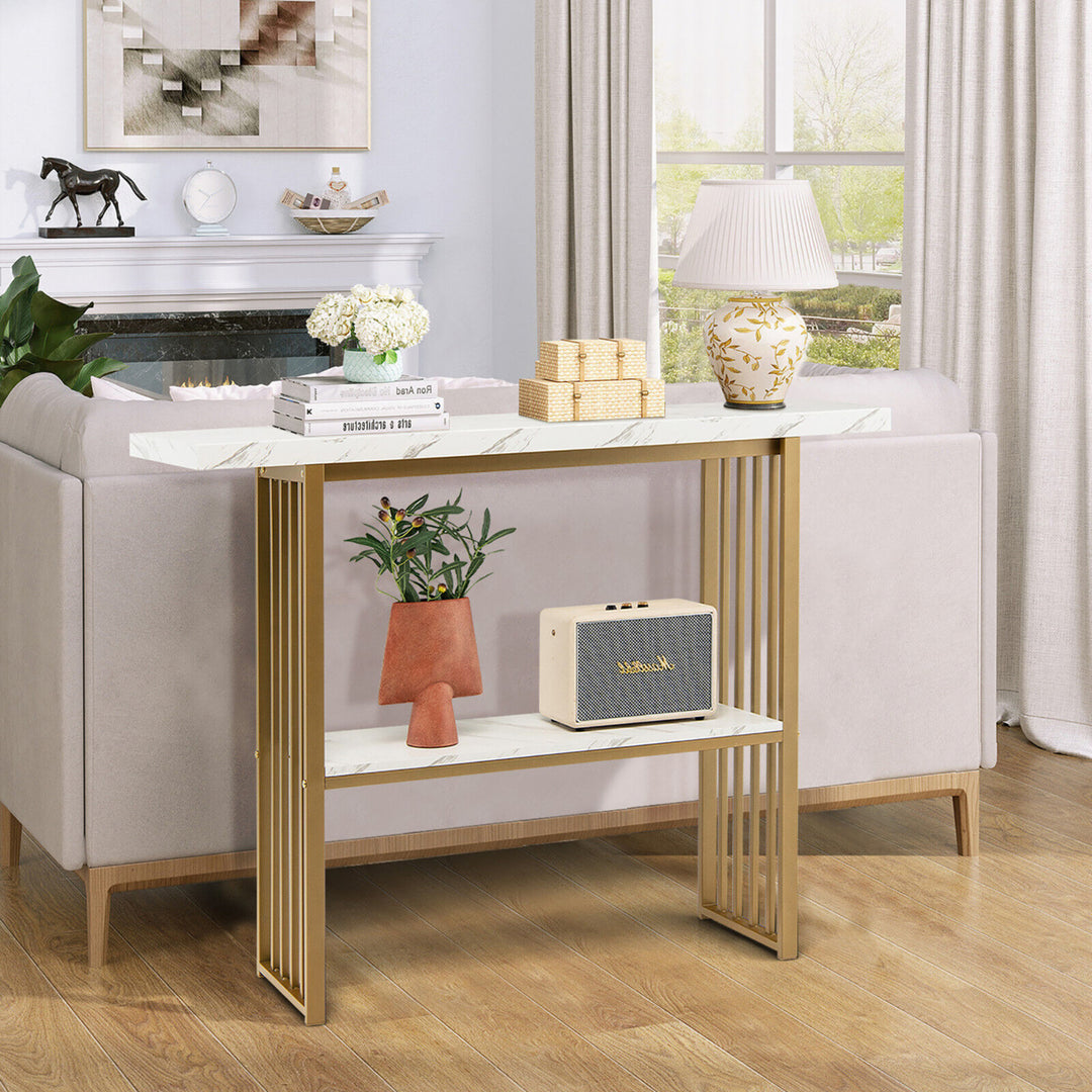 48 2-Tier Entryway Hallway Console Table Couch Side Table for Living Room Image 3