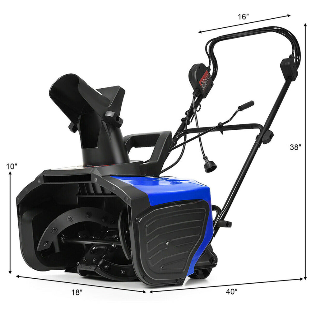 18-Inch 15 Amp Electric Snow Thrower Corded Snow Blower 720Lbs/Minute Blue Image 2