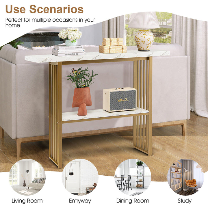 48 2-Tier Entryway Hallway Console Table Couch Side Table for Living Room Image 5