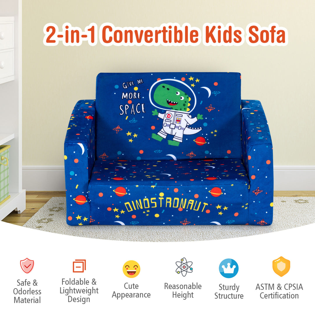 Kids 2 in 1 Convertible Sofa Children Flip-out Chair Lounger Couch Sleeper Image 6