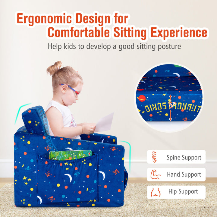 Kids 2 in 1 Convertible Sofa Children Flip-out Chair Lounger Couch Sleeper Image 7