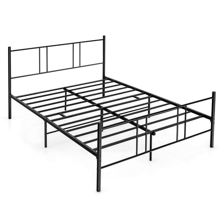 Queen Size Steel Platform Bed Frame Headboard Heavy-Duty Mattress Foundation Image 10