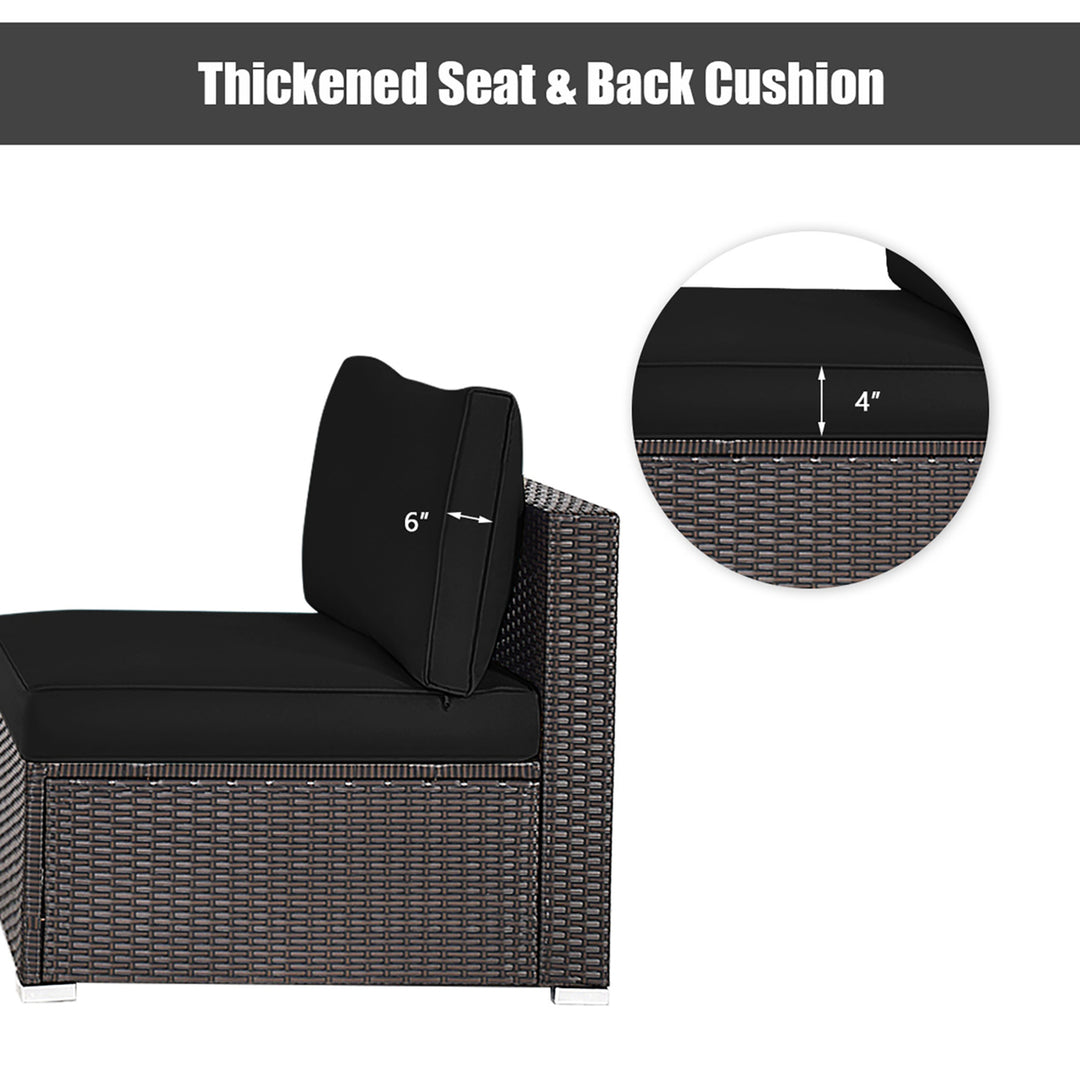 2PCS Patio Sectional Armless Sofas Outdoor Rattan Furniture Set w/ Cushions Black Image 8