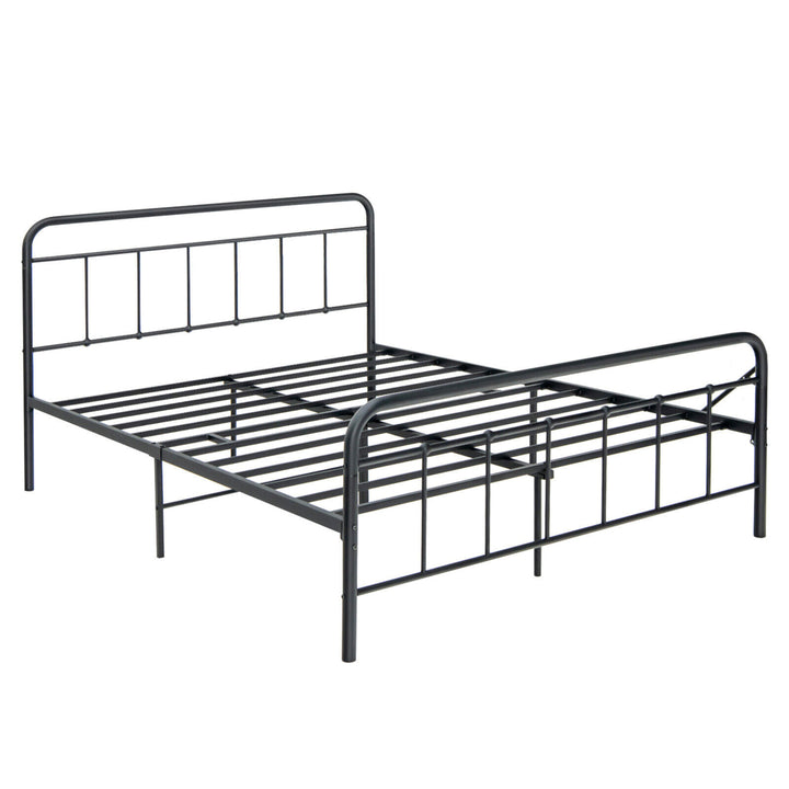 Queen Size Heavy Duty Metal Bed Frame Headboard Platform Mattress Foundation Image 5