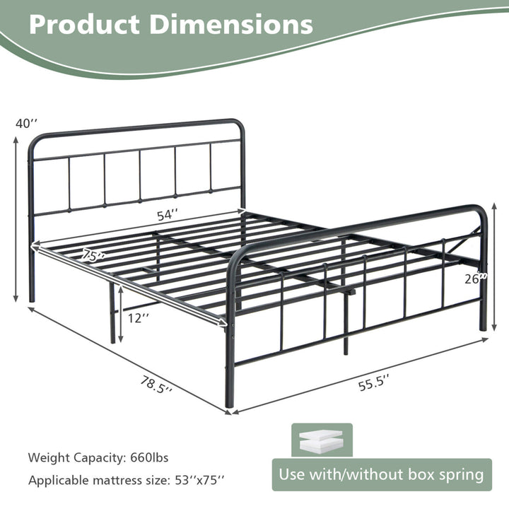 Full Size Heavy Duty Metal Bed Frame Headboard Platform Mattress Foundation Image 3