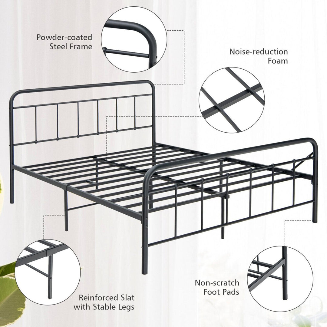 Queen Size Heavy Duty Metal Bed Frame Headboard Platform Mattress Foundation Image 7