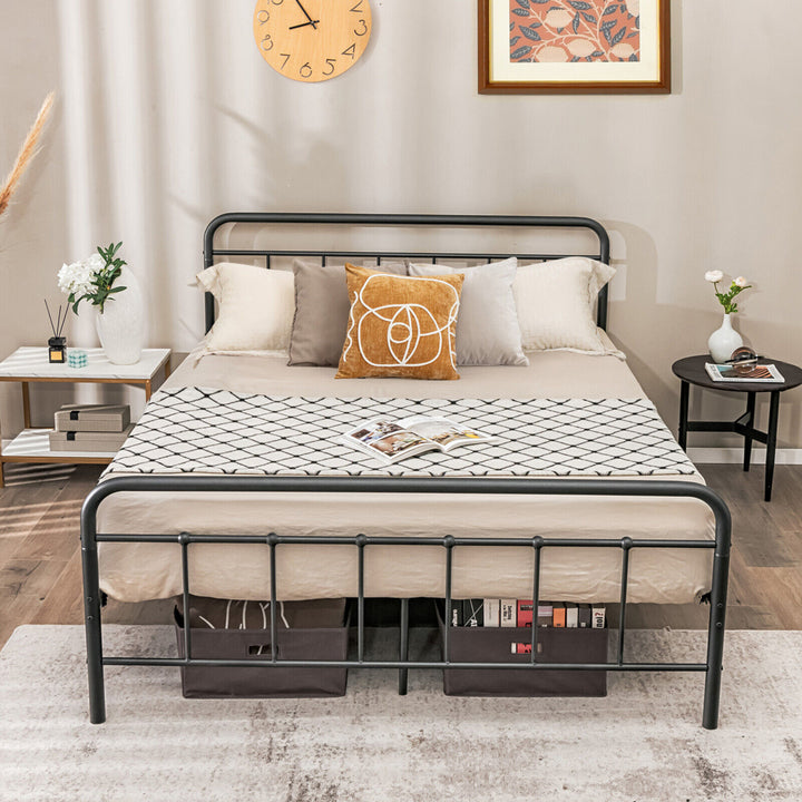 Queen Size Heavy Duty Metal Bed Frame Headboard Platform Mattress Foundation Image 8