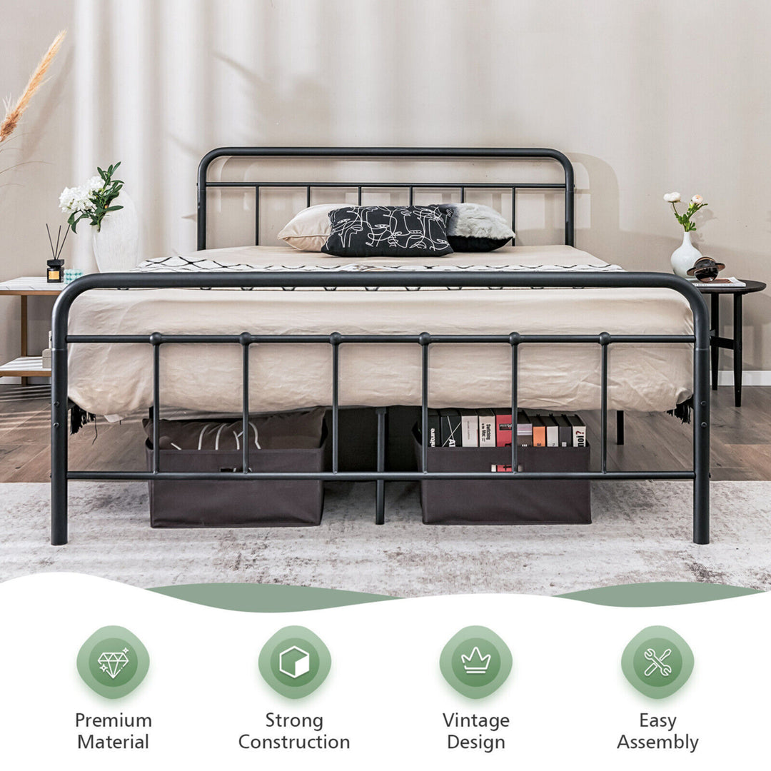 Queen Size Heavy Duty Metal Bed Frame Headboard Platform Mattress Foundation Image 9