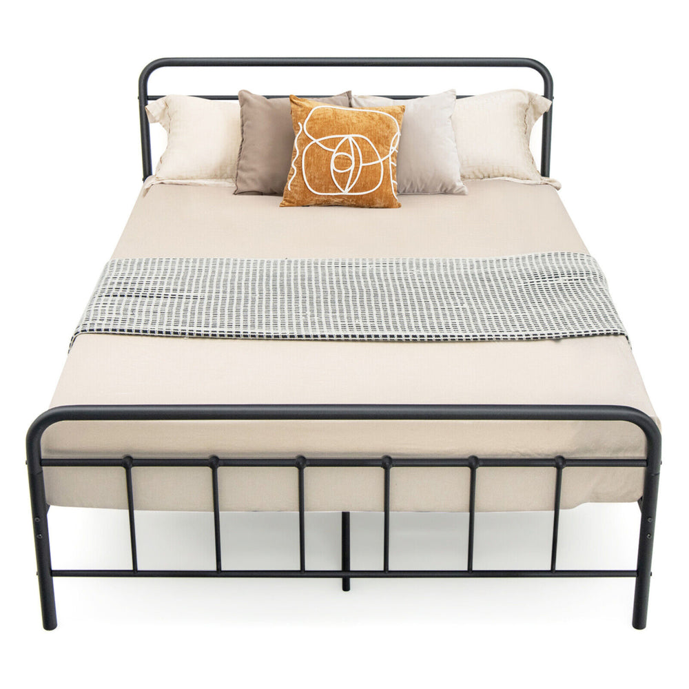 Queen Size Heavy Duty Metal Bed Frame Headboard Platform Mattress Foundation Image 2