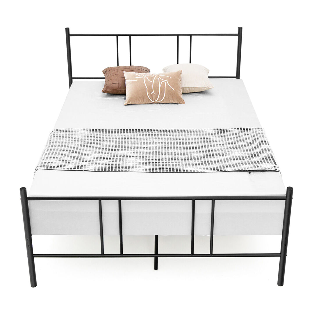 Full Size Steel Platform Bed Frame Headboard Heavy-Duty Mattress Foundation Image 2