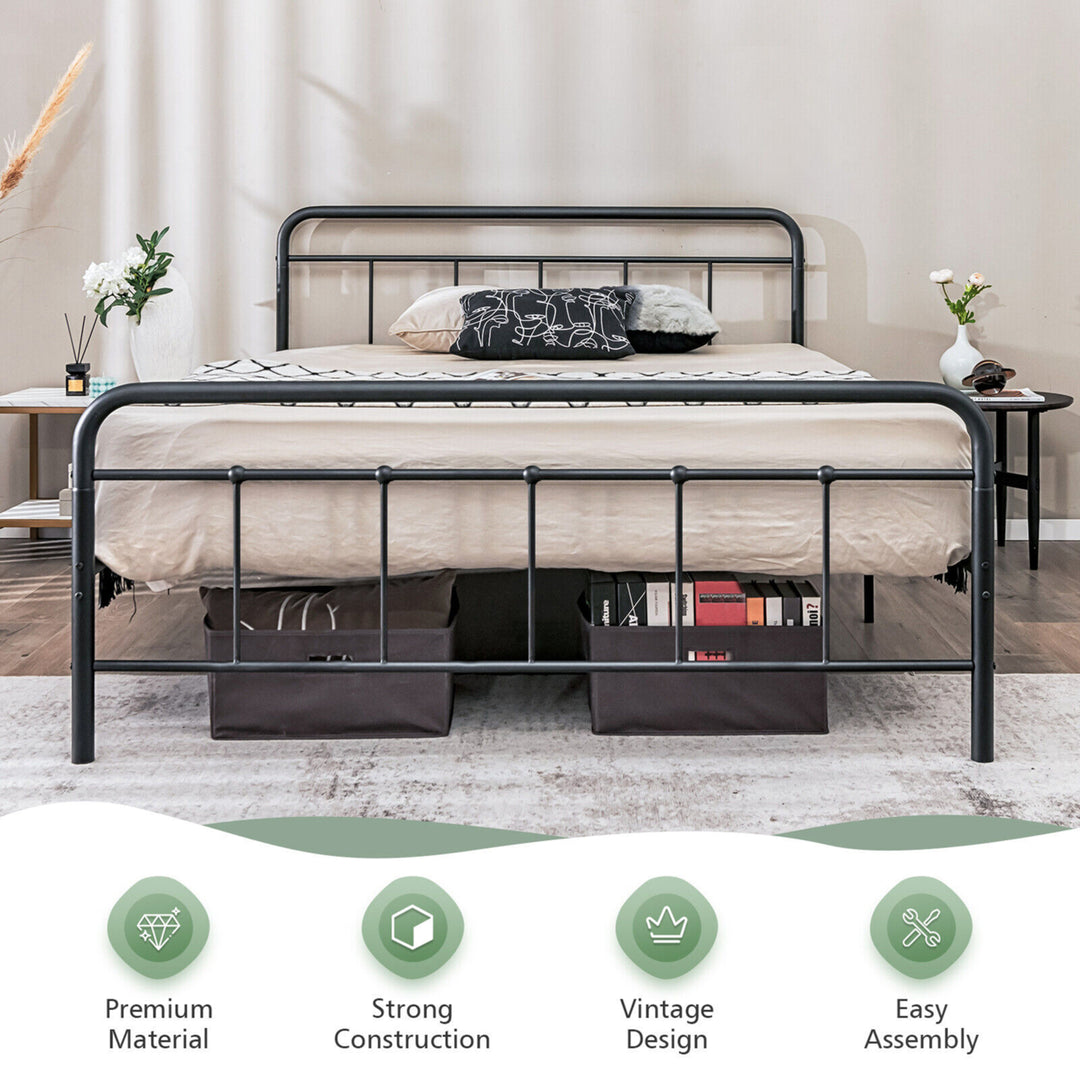 Full Size Heavy Duty Metal Bed Frame Headboard Platform Mattress Foundation Image 9