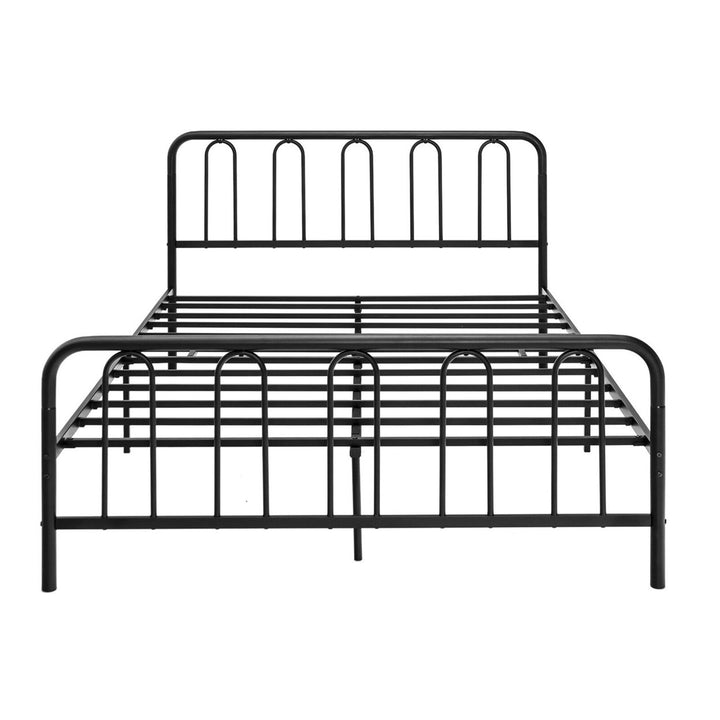 Stylish Queen Size Metal Bed Frame Platform Bed Base w/ Headboard and Footboard Image 2