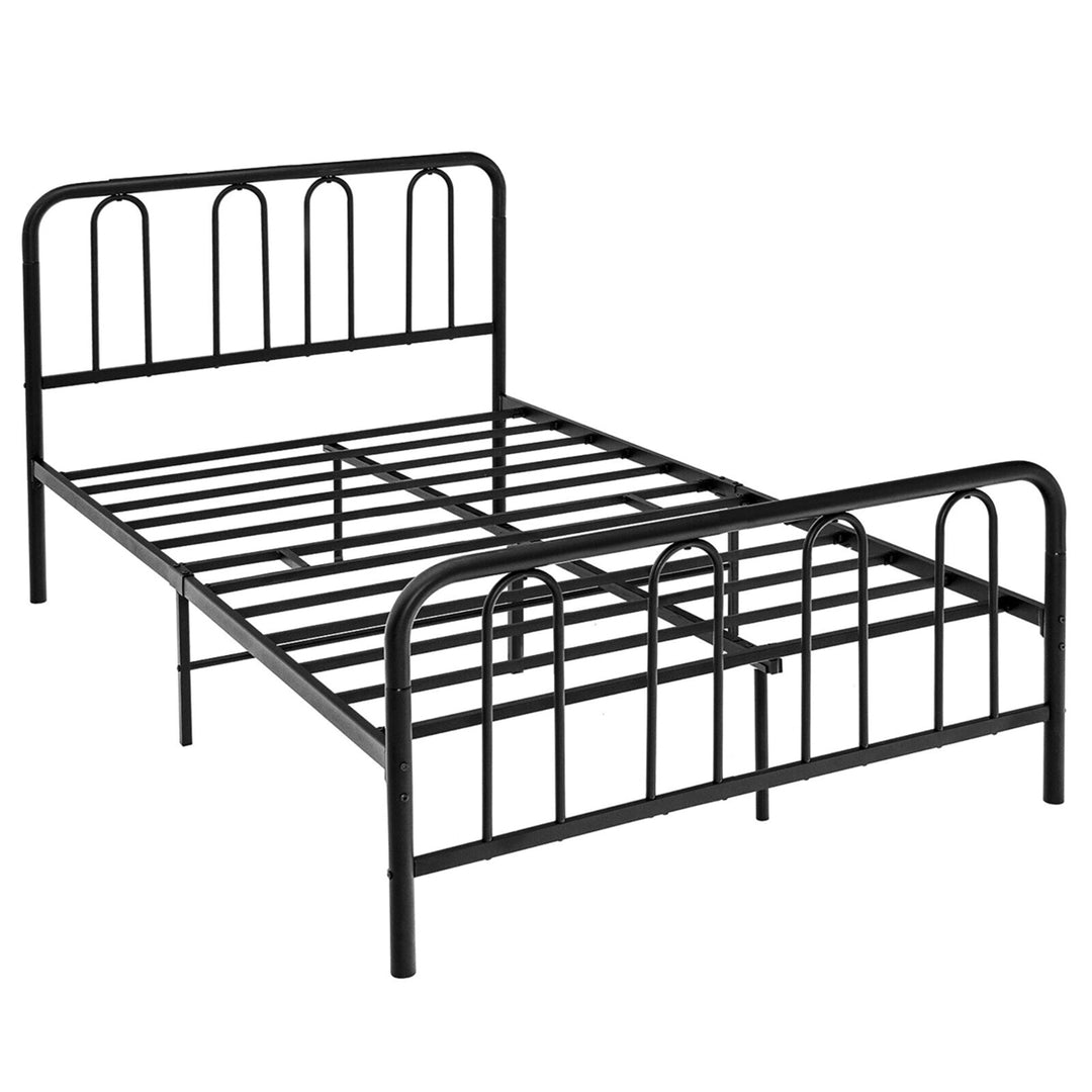 Stylish Full Size Metal Bed Frame Platform Bed Base w/ Headboard and Footboard Image 3