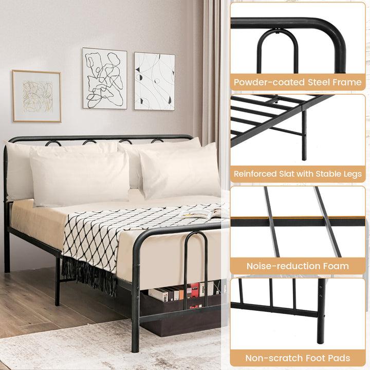 Stylish Full Size Metal Bed Frame Platform Bed Base w/ Headboard and Footboard Image 6