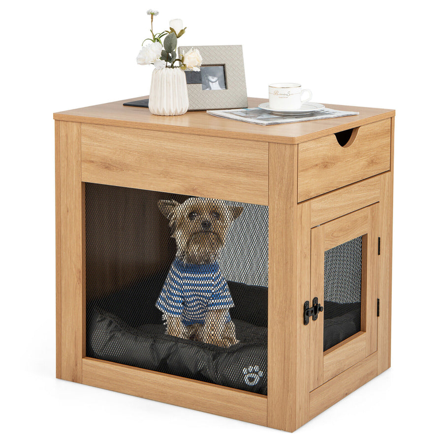 Furniture Style Dog Crate Cage End Table w/ Lockable Door Chew-proof Metal Grid Image 1