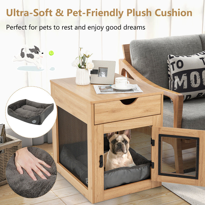 Furniture Style Dog Crate Cage End Table w/ Lockable Door Chew-proof Metal Grid Image 8