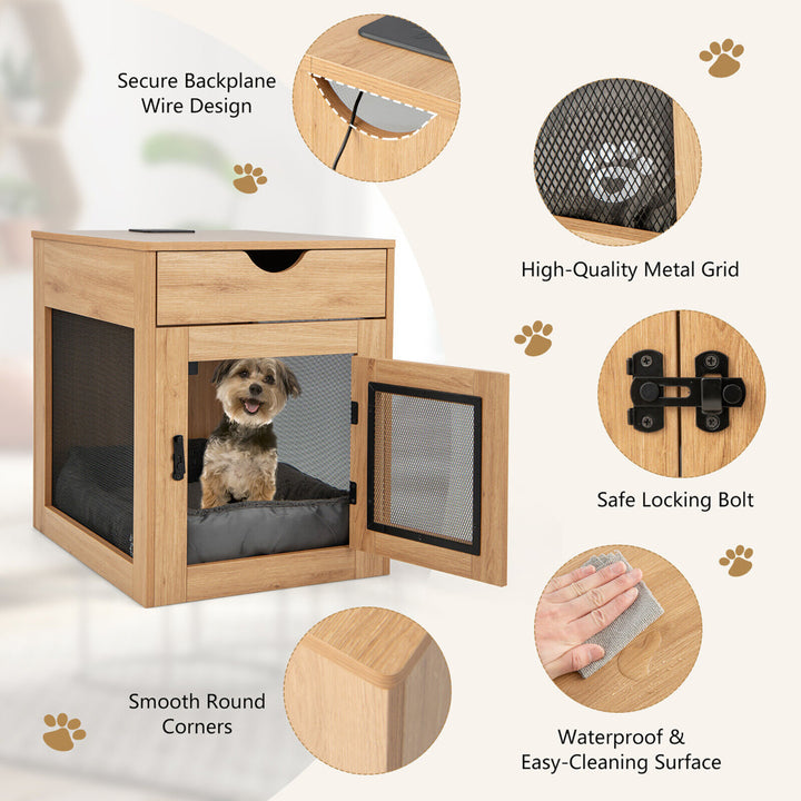 Furniture Style Dog Crate Cage End Table w/ Lockable Door Chew-proof Metal Grid Image 10