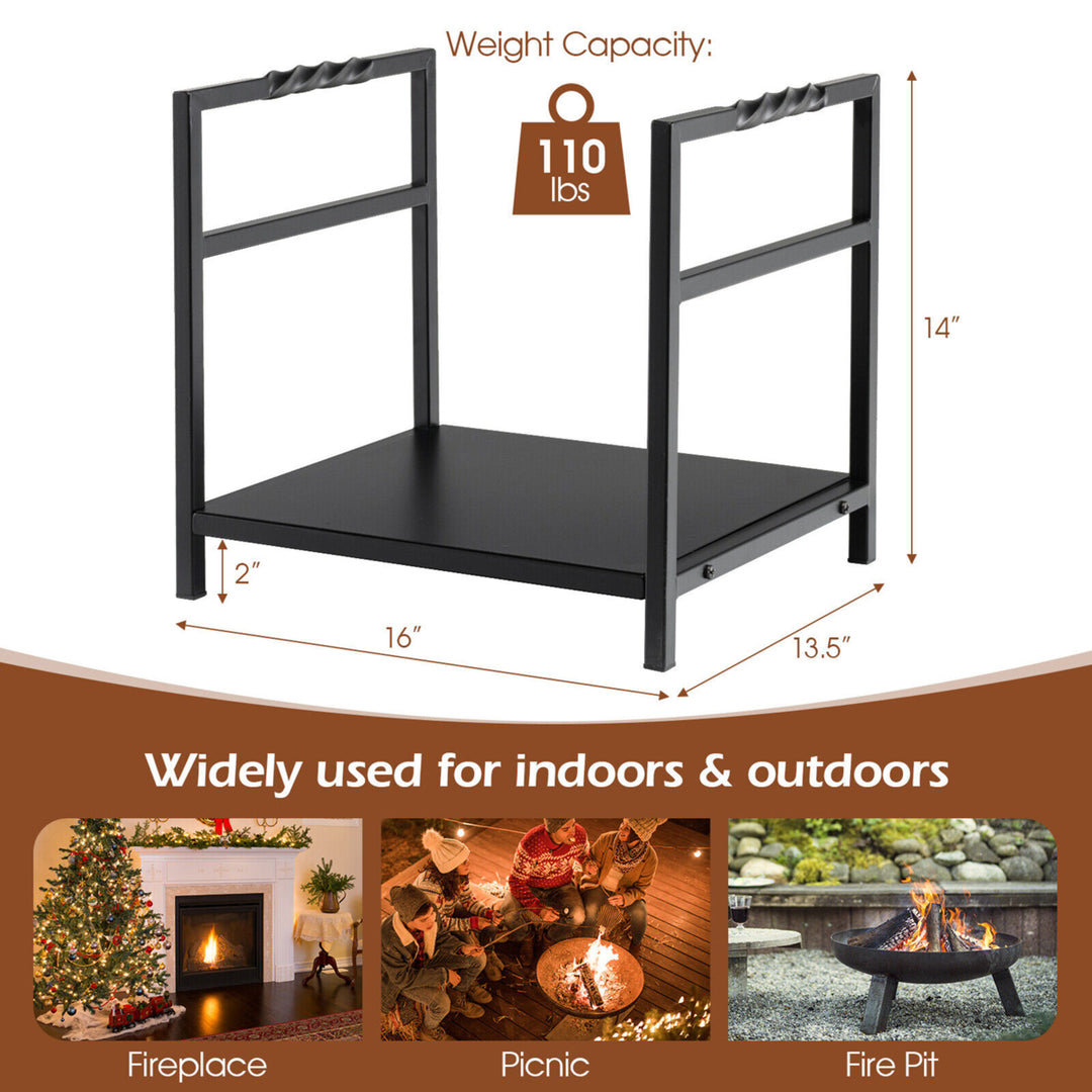 Firewood Rack Fireplace Log Holder Wood Steel Stove Bracket Stacking Rack Image 2