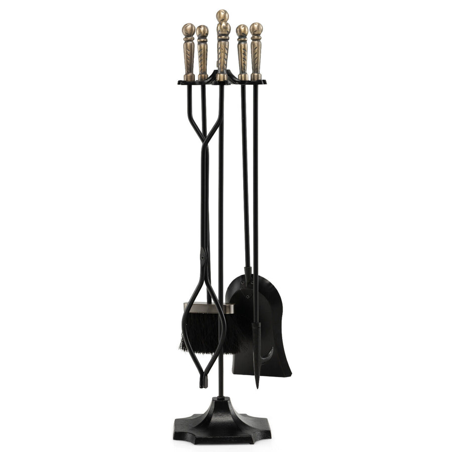 5-Piece Fireplace Tool Set Heavy Duty Fire Tool Set and Holder Fire Pit Stand Image 1