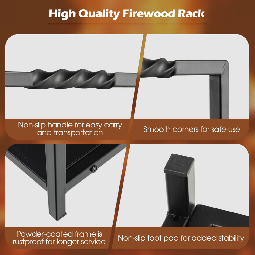 Firewood Rack Fireplace Log Holder Wood Steel Stove Bracket Stacking Rack Image 5