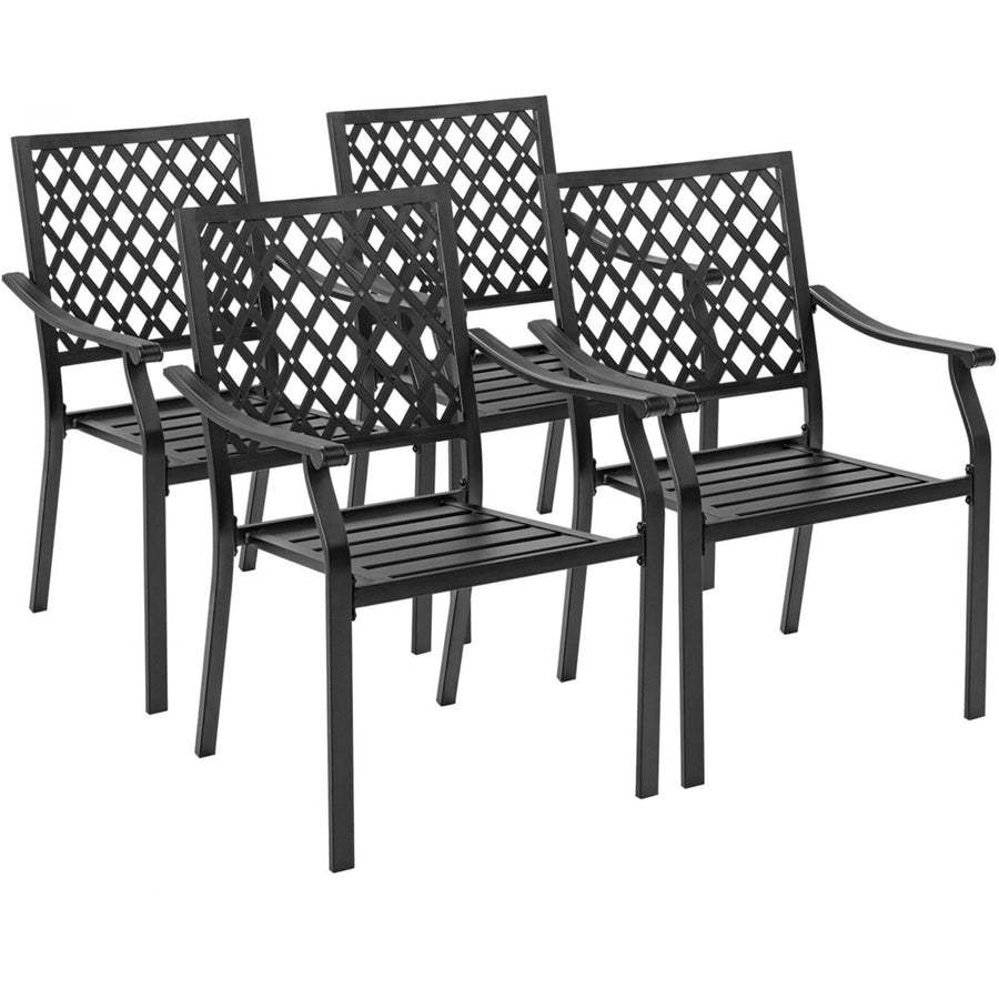 4PCS Stackable Patio Dining Chairs Outdoor Metal Bistro Chairs W/ Curved Armrests Image 1