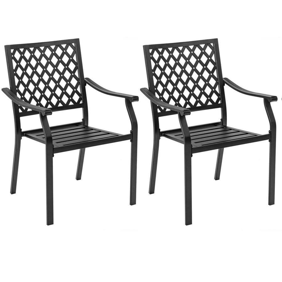 2PCS Stackable Patio Dining Chairs Outdoor Metal Bistro Chairs W/ Curved Armrests Image 1