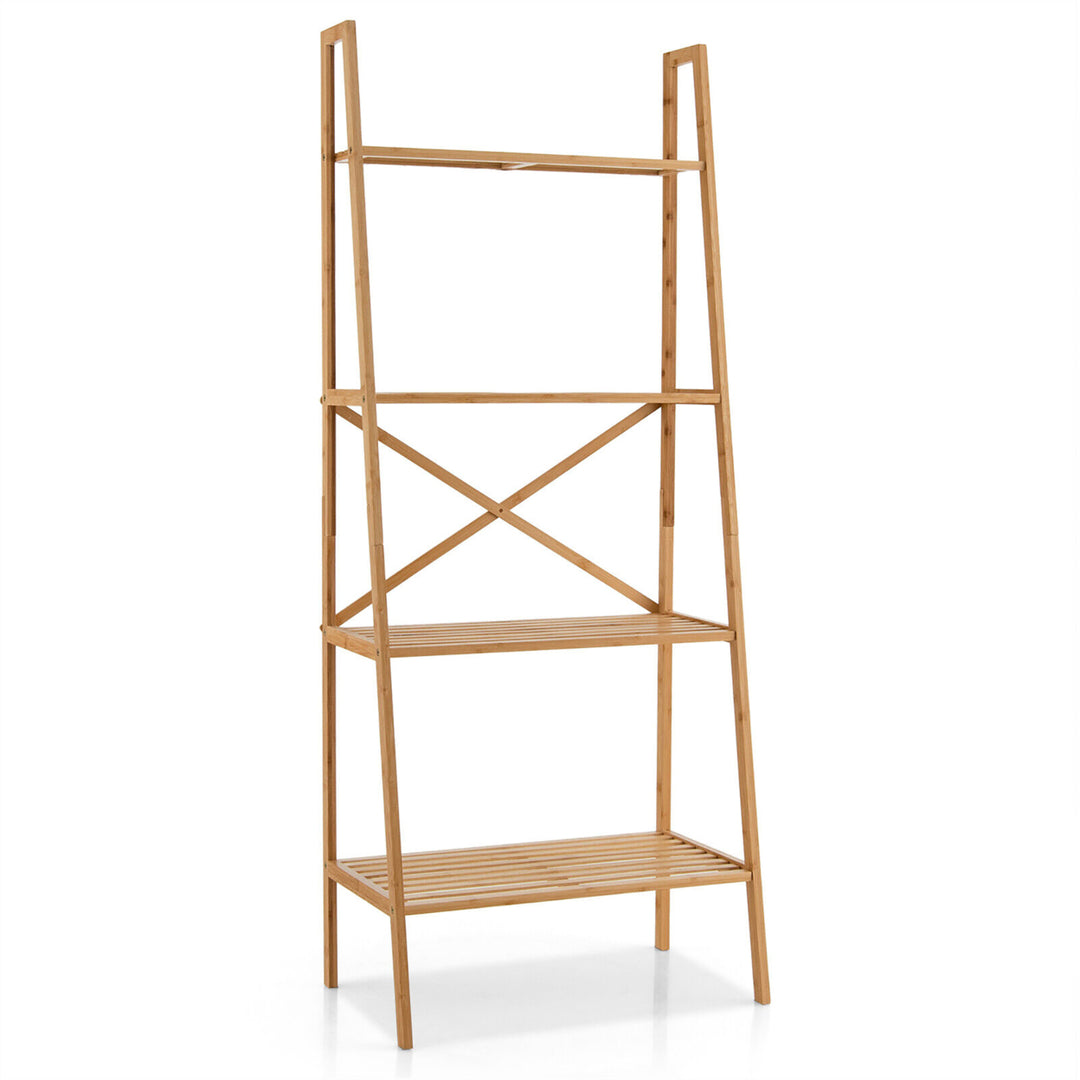 4-Tier Bamboo Ladder Bookshelf 58 Display Shelf Storage Rack Plant Flower Stand Image 10