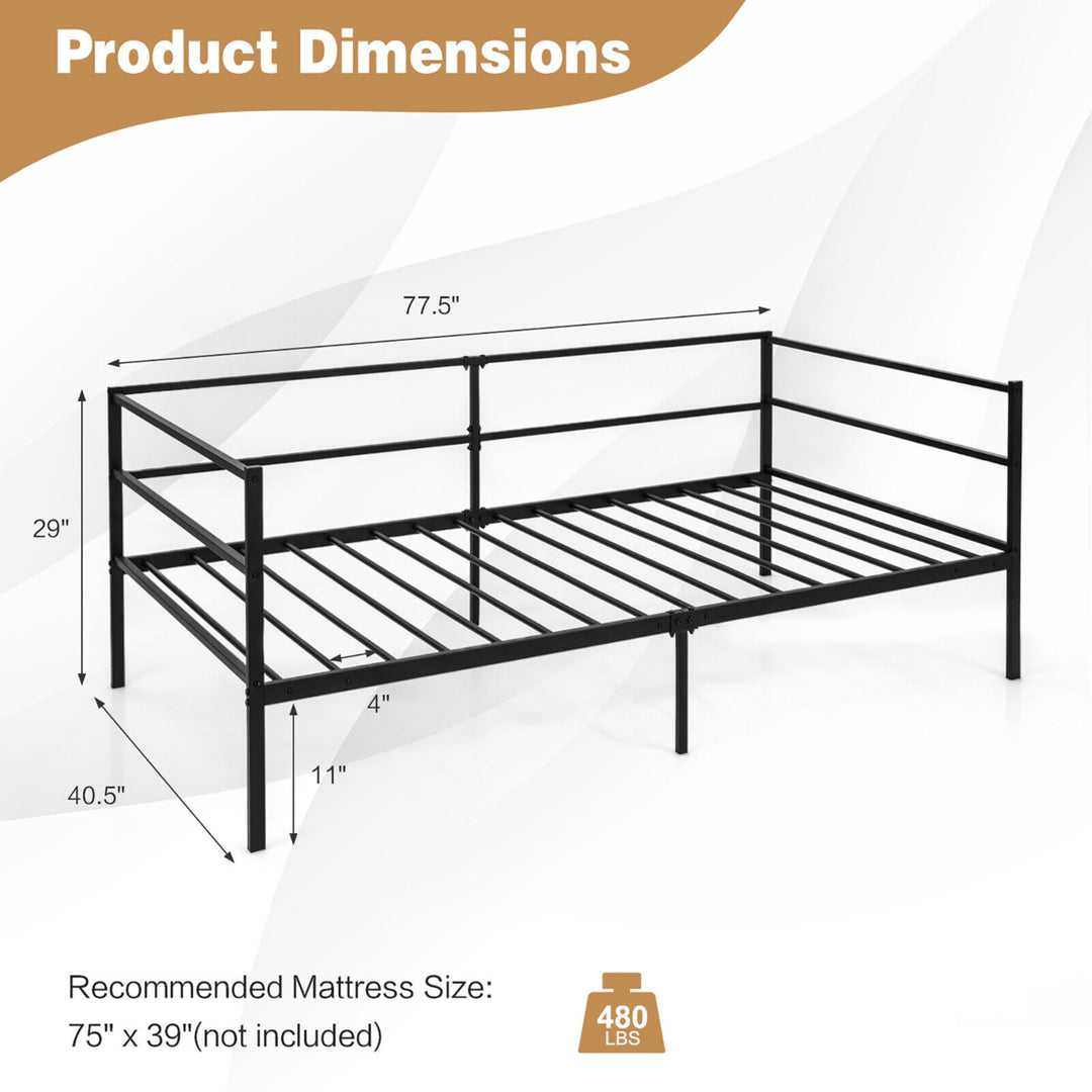 Twin Metal Daybed Frame Dual-use Platform Sofa Bed for Living Room Bedroom Image 3