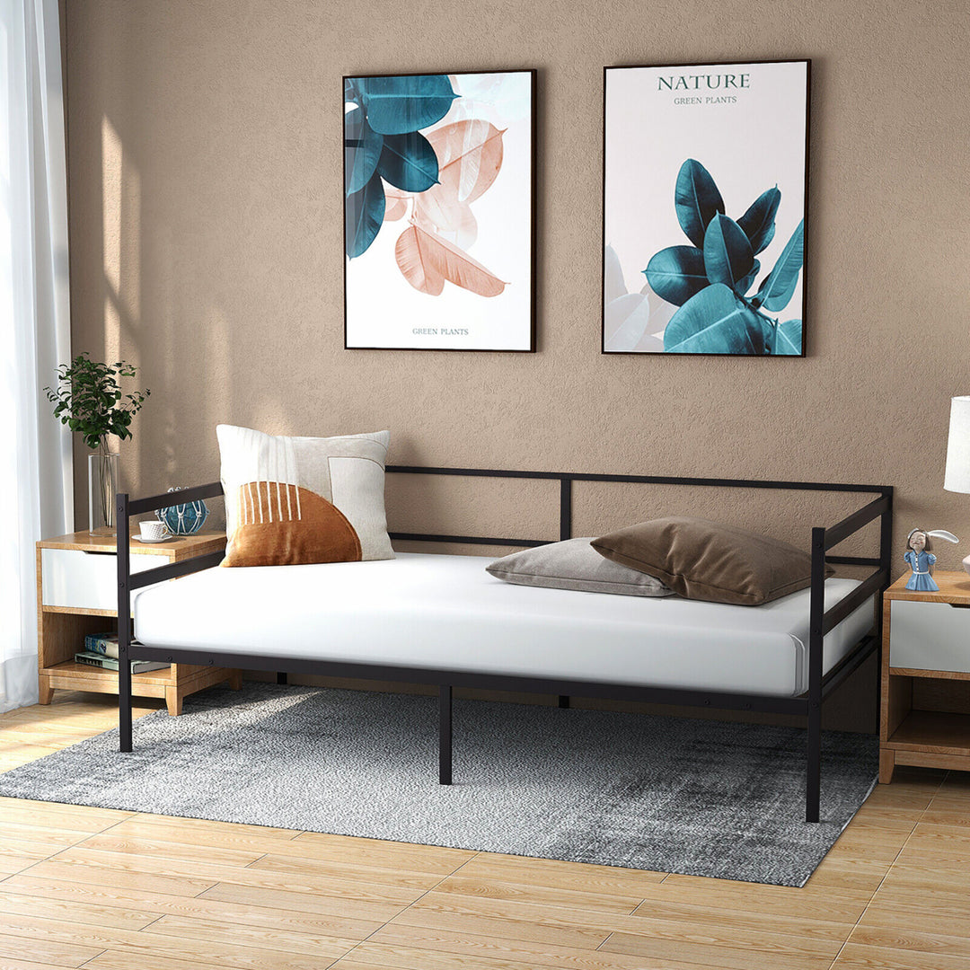 Twin Metal Daybed Frame Dual-use Platform Sofa Bed for Living Room Bedroom Image 5