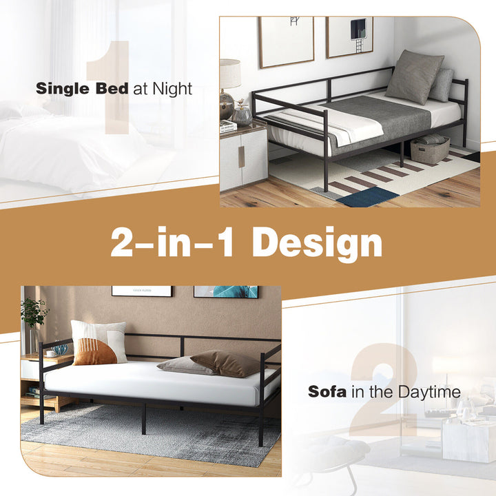 Twin Metal Daybed Frame Dual-use Platform Sofa Bed for Living Room Bedroom Image 8