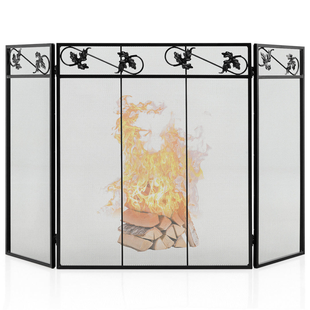 3-Panel Fireplace Screen Decor Cover Baby Child Pets Safty Folded Fire Doors Image 1