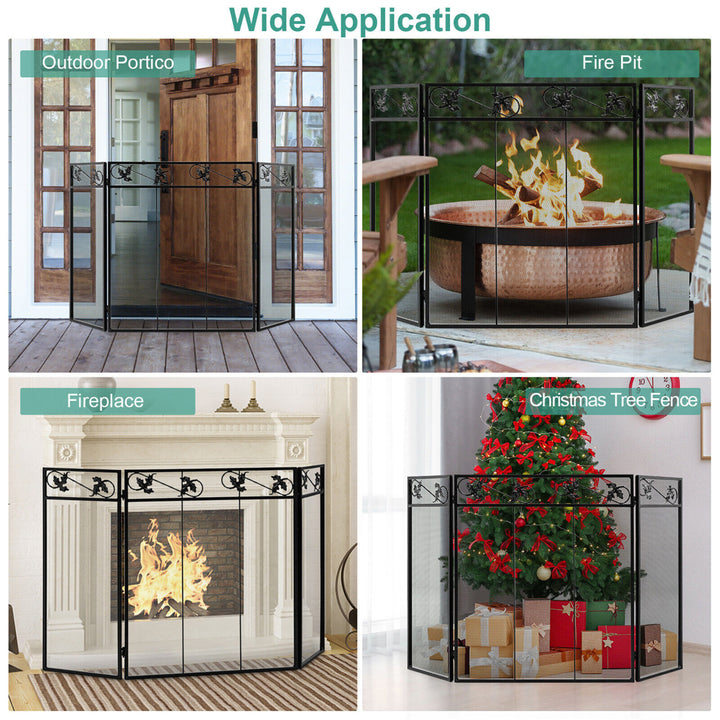 3-Panel Fireplace Screen Decor Cover Baby Child Pets Safty Folded Fire Doors Image 8