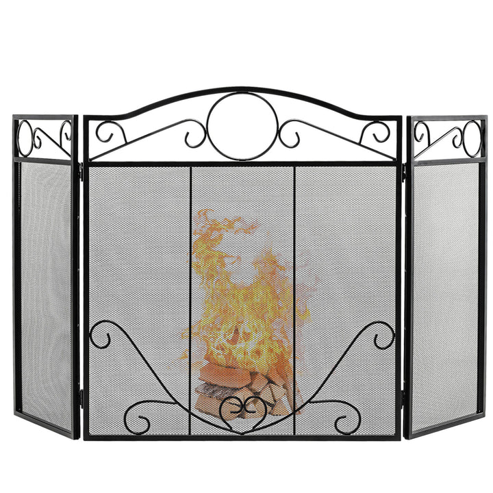 3-Panel Fireplace Screen Decor Cover Pets Baby Child Safty Folded Fire Doors Image 1