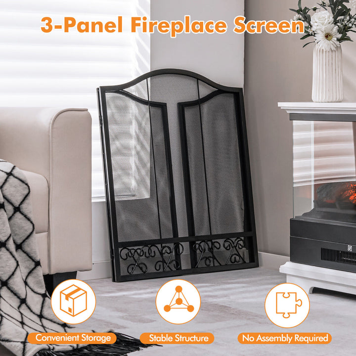 3-Panel Fireplace Screen Decor Cover Child Baby Pets Safty Fire Folded Doors Image 7