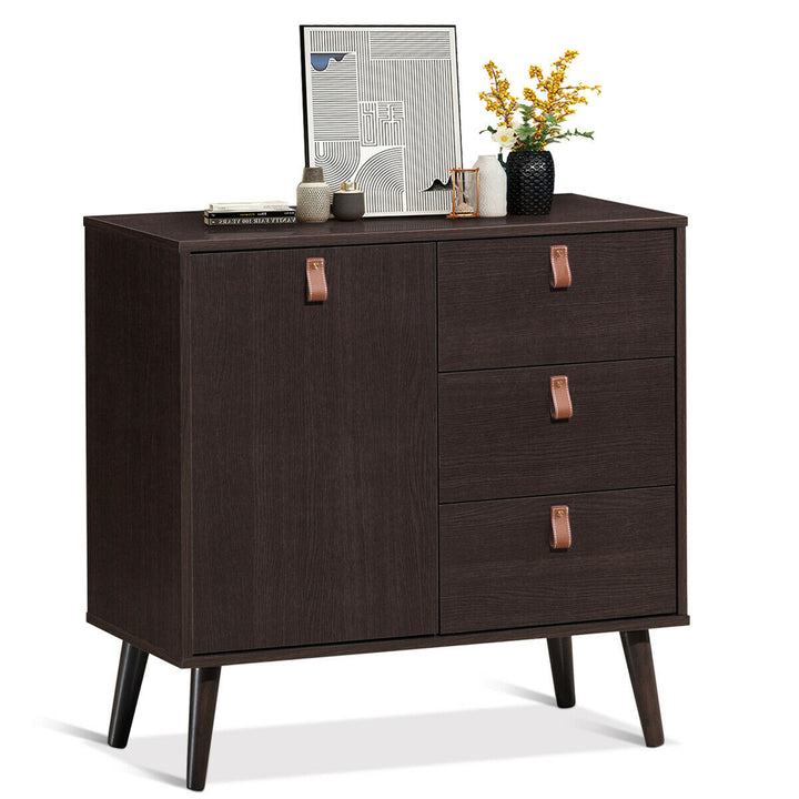 Sideboard Entryway Console Table w/ Display Cabinet Brown Home Image 1