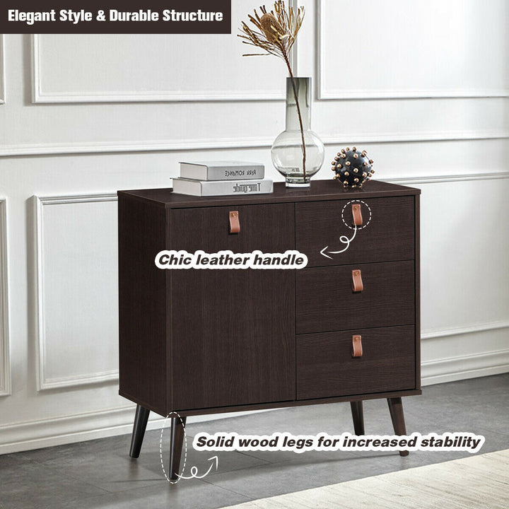 Sideboard Entryway Console Table w/ Display Cabinet Brown Home Image 6