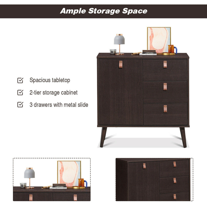 Sideboard Entryway Console Table w/ Display Cabinet Brown Home Image 7