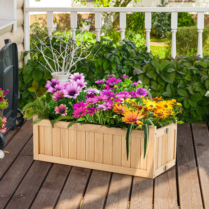 Outdoor Wooden Planter Box Folding Raised Garden Plant Container w/ Drainage Hole Image 3