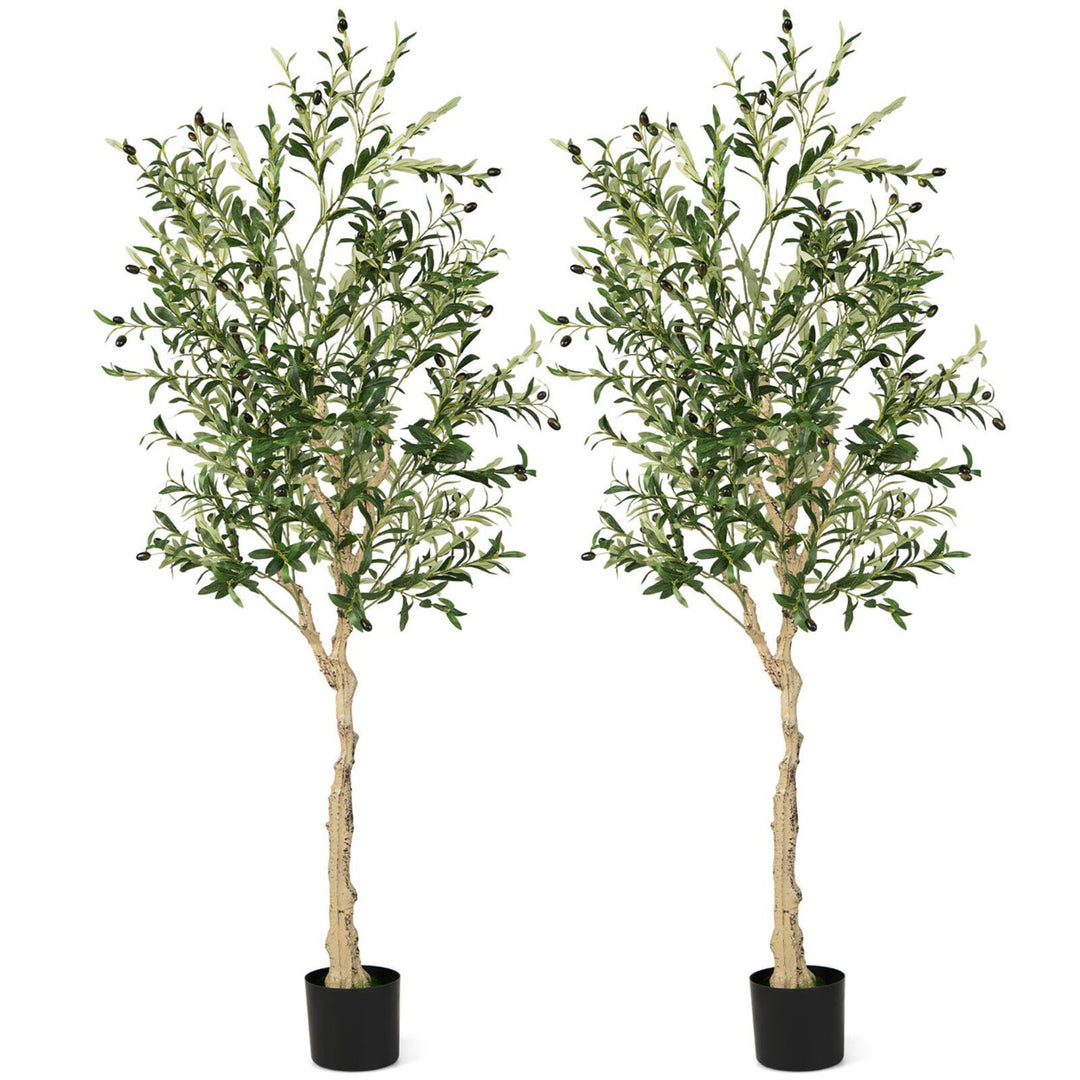 2-Pack Artificial Olive Tree 6 FT Tall Faux Olive Plants for Indoor and Outdoor Image 1