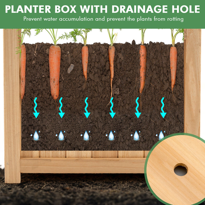 Garden Wooden Planter Box Folding Raised Outdoor Plant Container w/ Drainage Hole Image 7