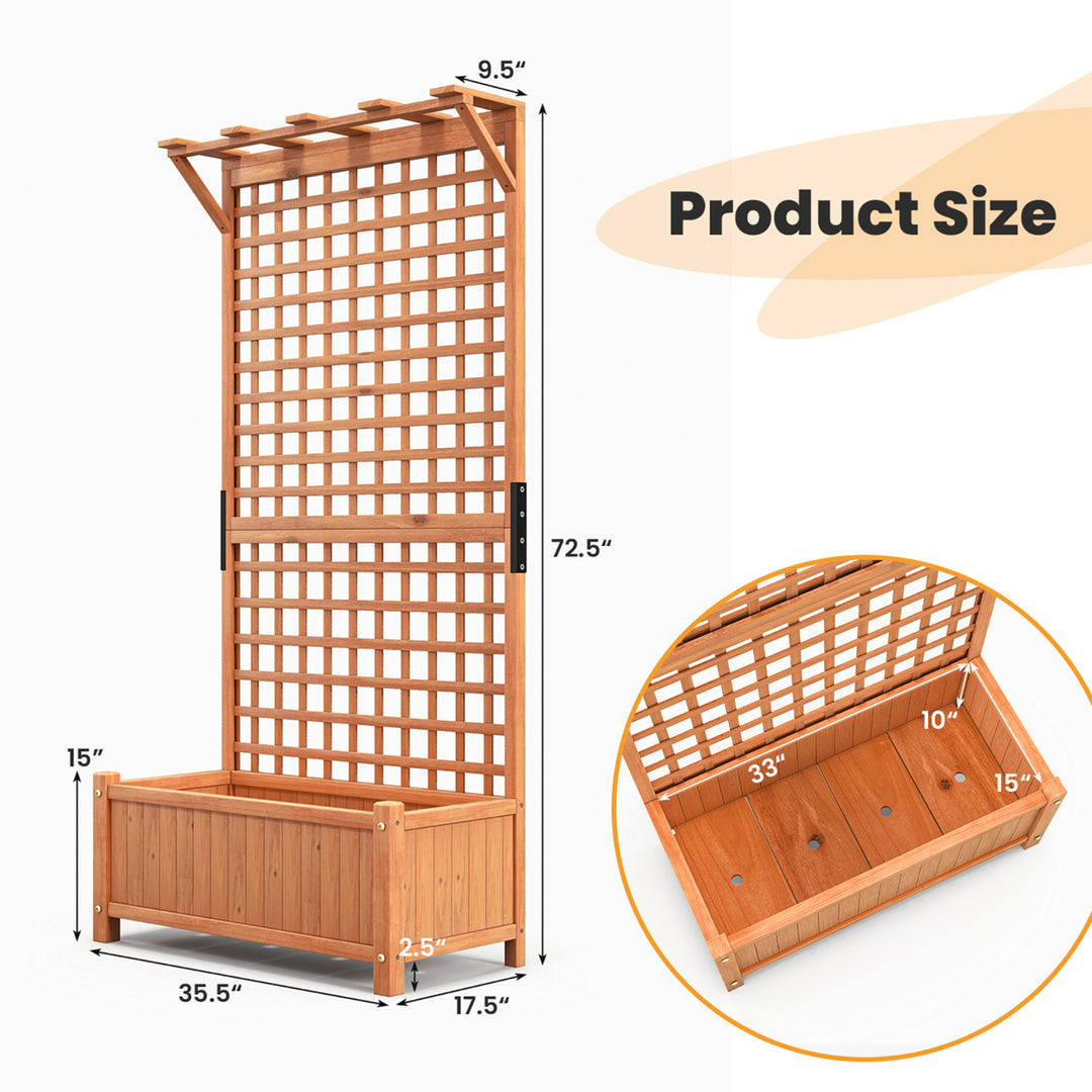 Wooden Planter Raised Garden Bed w/ Planter Box and Trellis Indoor and Outdoor Image 2