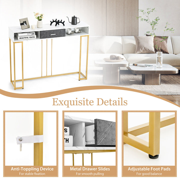 Console Entryway Hallway Table Gold Narrow Long Sofa Table for Living Room Image 6