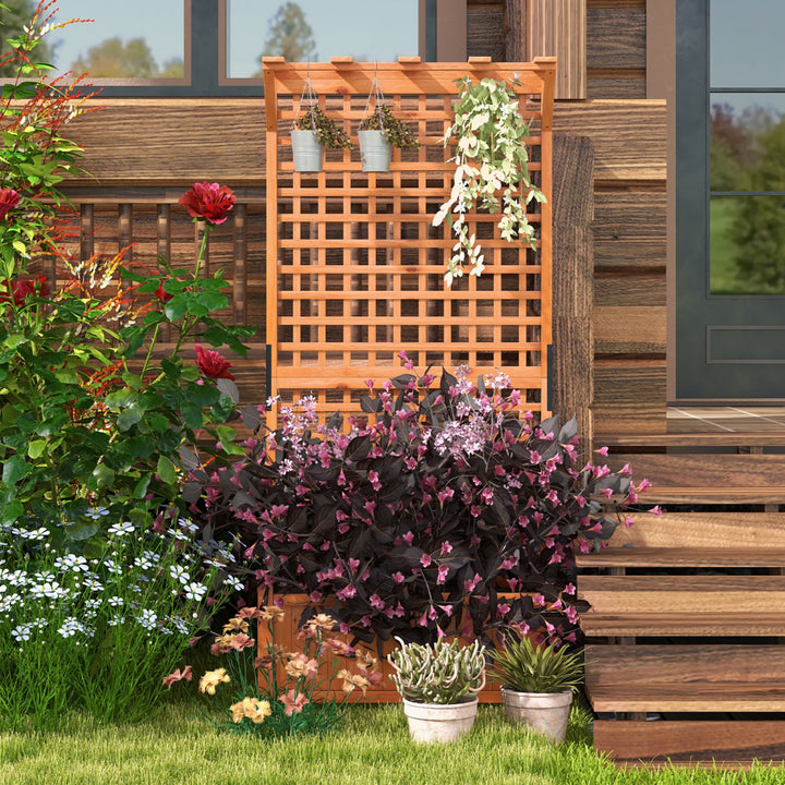 Wooden Planter Raised Garden Bed w/ Planter Box and Trellis Indoor and Outdoor Image 4