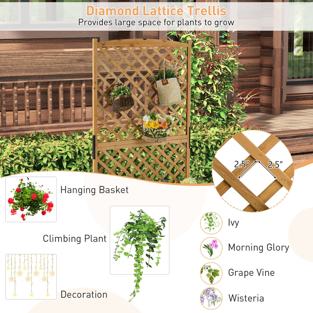 71 Tall Raised Garden Bed Wooden Planter w/ Trellis for Flower Climbing Plant Image 6