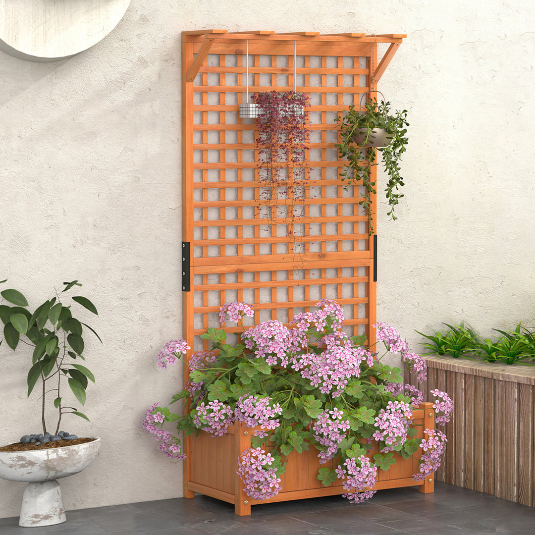 Wooden Planter Raised Garden Bed w/ Planter Box and Trellis Indoor and Outdoor Image 5