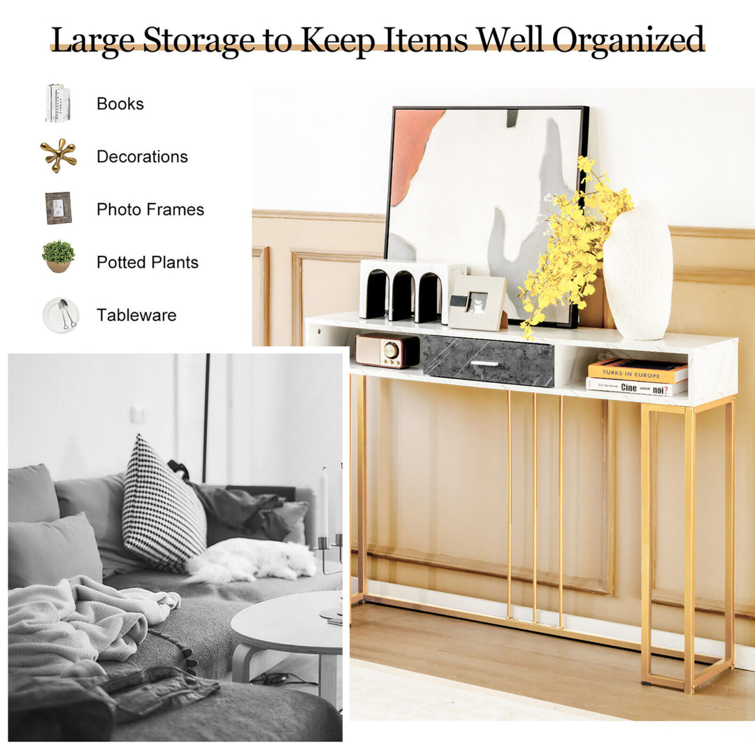 Console Entryway Hallway Table Gold Narrow Long Sofa Table for Living Room Image 9