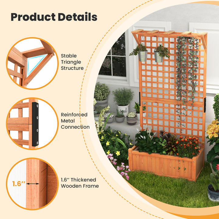 Wooden Planter Raised Garden Bed w/ Planter Box and Trellis Indoor and Outdoor Image 6