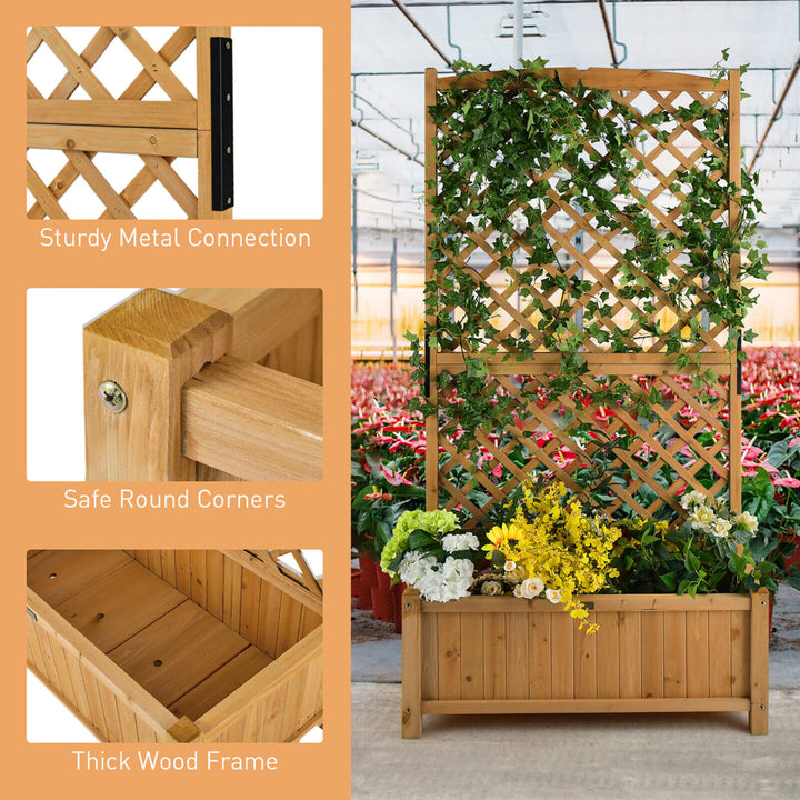 71 Tall Raised Garden Bed Wooden Planter w/ Trellis for Flower Climbing Plant Image 9