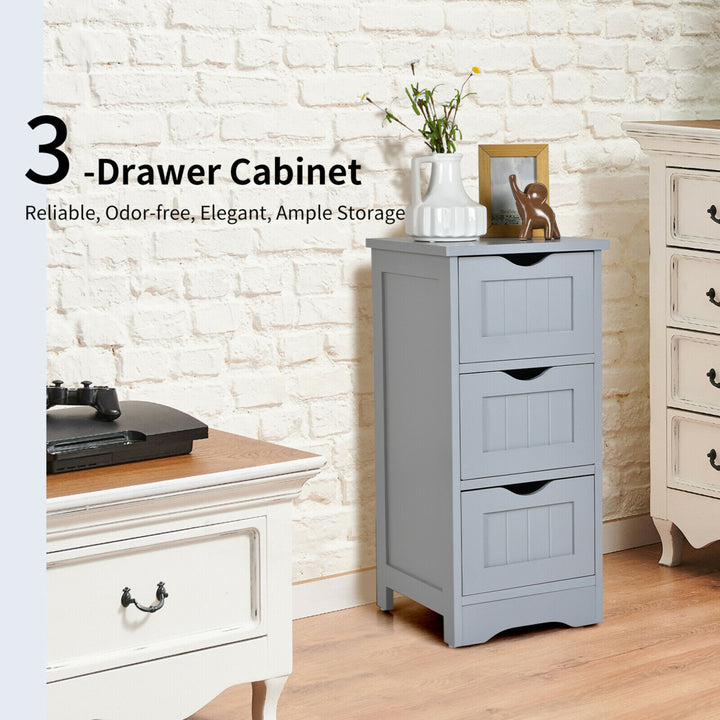 3-Drawer Bathroom Floor Cabinet Free Standing Side Storage Organizer Image 3